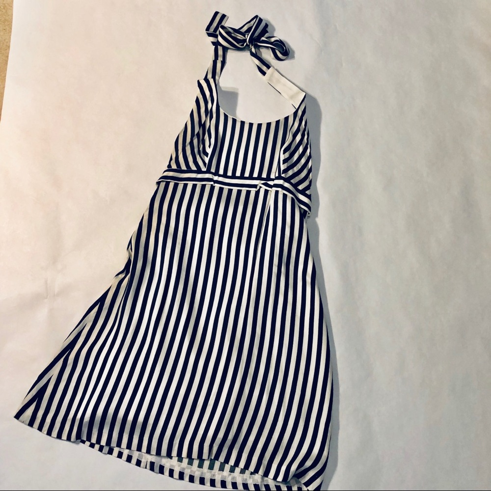 Nicole Miller Black & White Silk Halter Dress